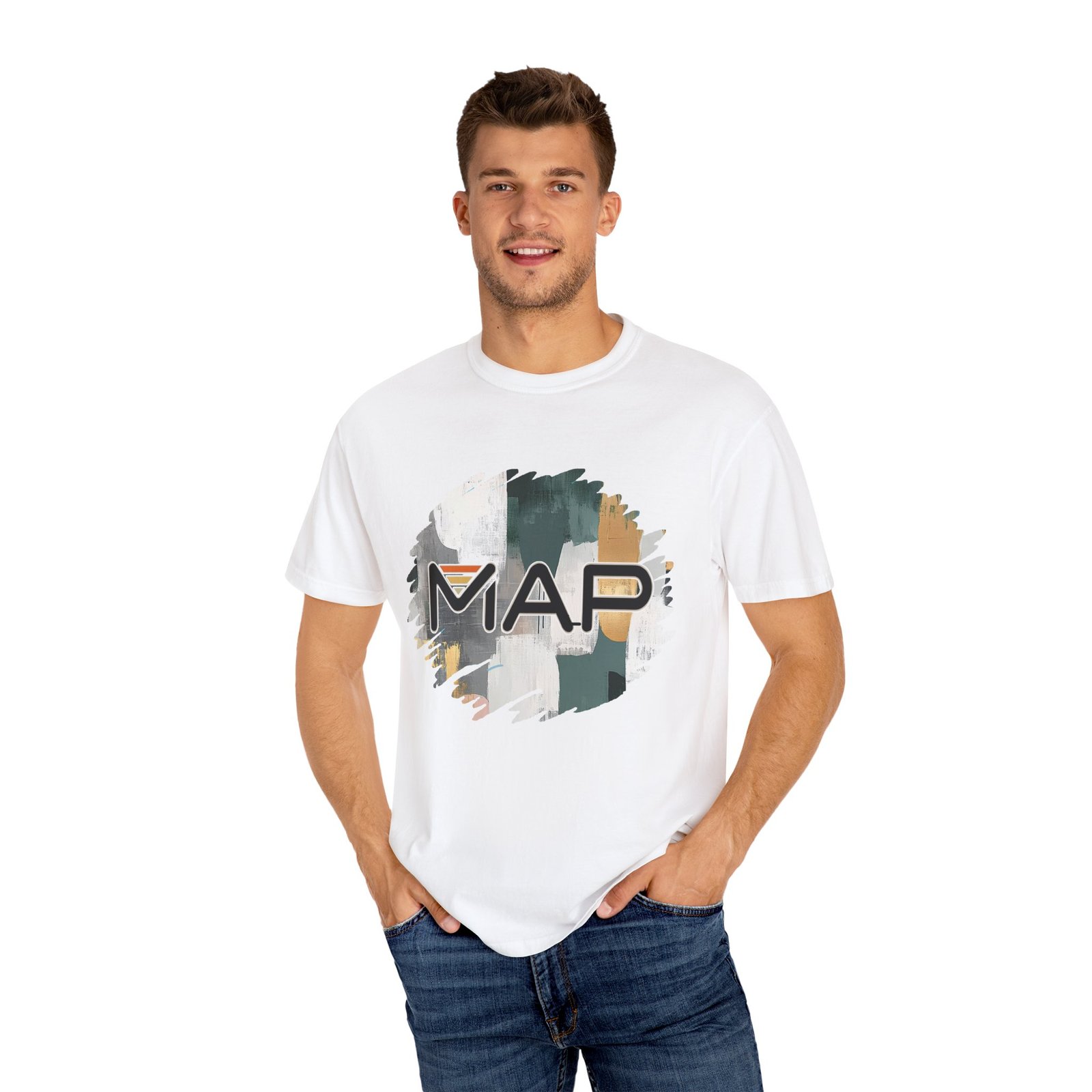 Map-Inspired Unisex Garment-Dyed T-Shirt for Travel Lovers, Casual Wear, Gifts, Outdoor Adventures, Wanderlust Fashion - Image 4