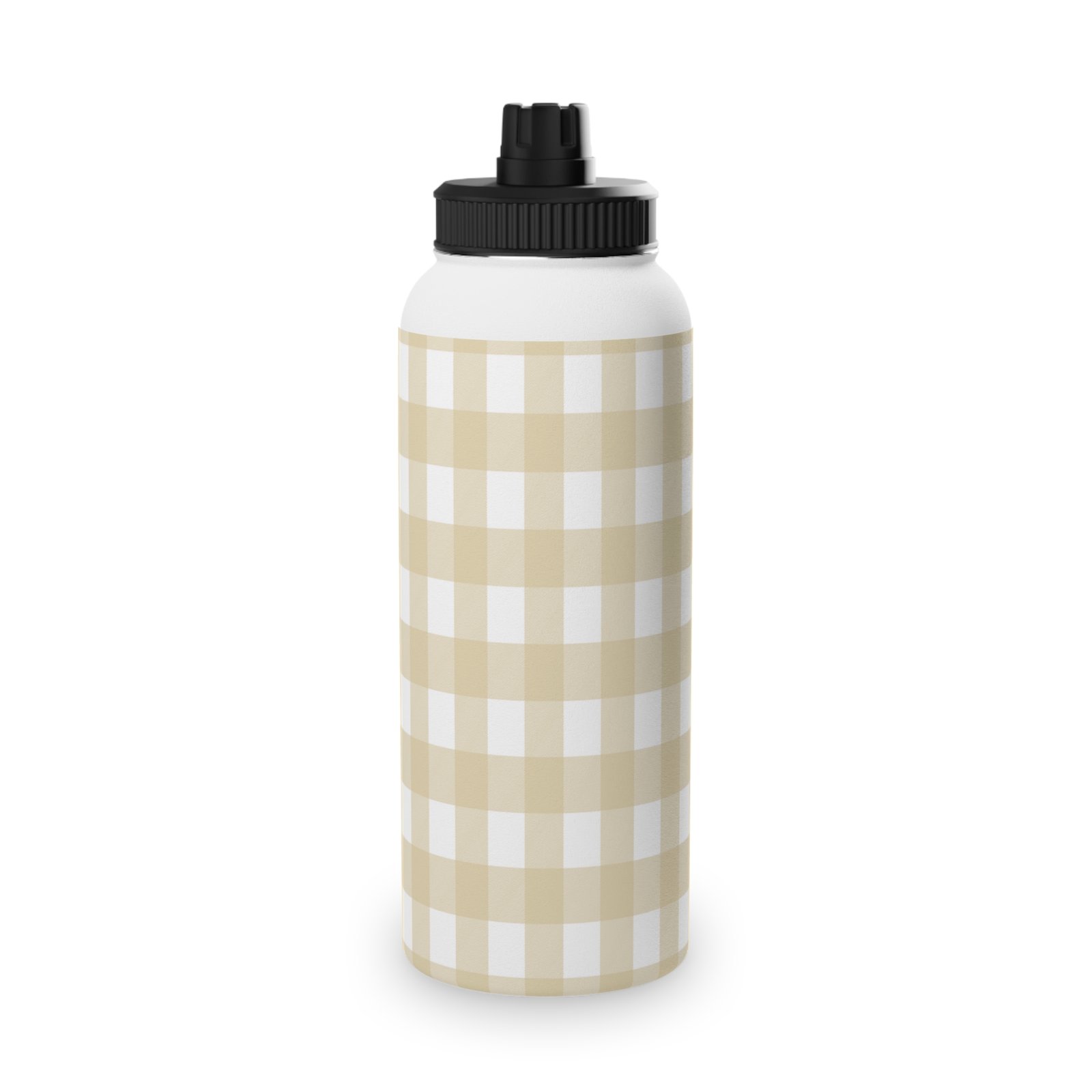 Beige Checkered Stainless Steel Water Bottle, Sports Water Bottle, Travel Flask, Outdoor Hydration, Perfect for Gym, Picnic, Gifts - Image 9