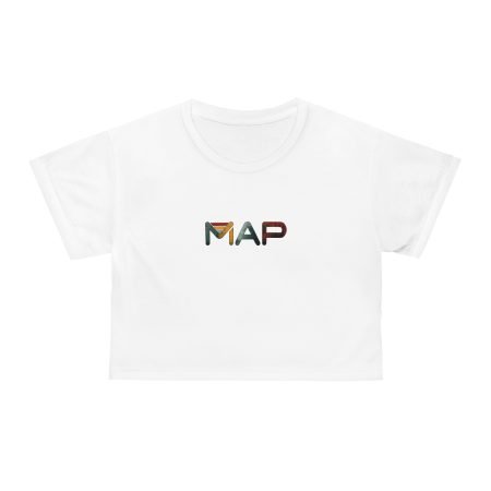 Colorful Map Crop Tee | Trendy Summer Top, Casual Wear, Travel Shirt, Vacation Outfit, Unique Gift