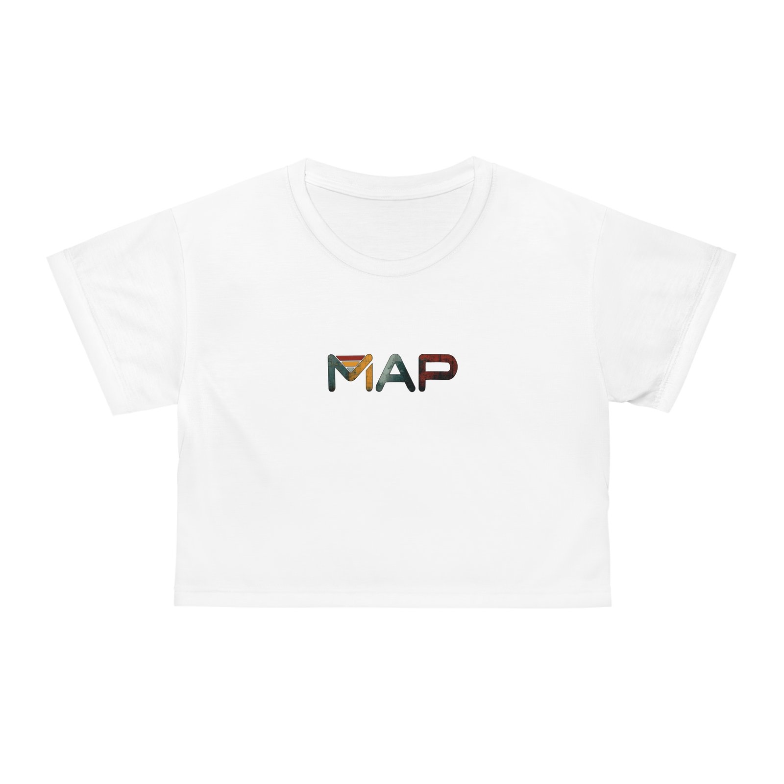 Colorful Map Crop Tee | Trendy Summer Top, Casual Wear, Travel Shirt, Vacation Outfit, Unique Gift