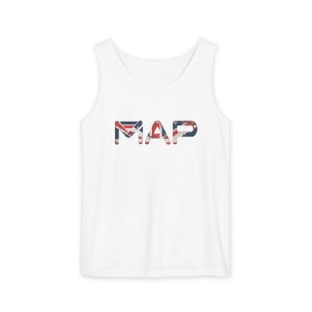 Patriotic Map Tank Top for Summer Adventures, Unisex Top, Vacation Wear, Gift for Travelers, 4th of July Apparel