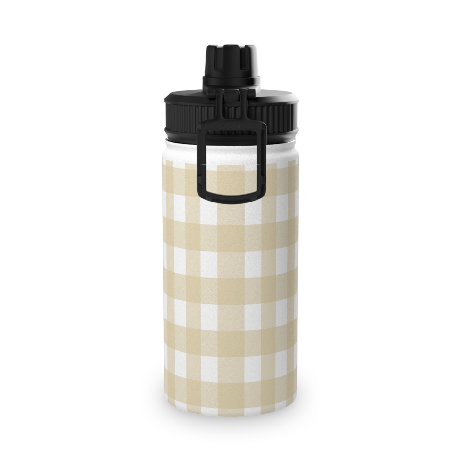 Beige Checkered Stainless Steel Water Bottle, Sports Water Bottle, Travel Flask, Outdoor Hydration, Perfect for Gym, Picnic, Gifts - Image 2