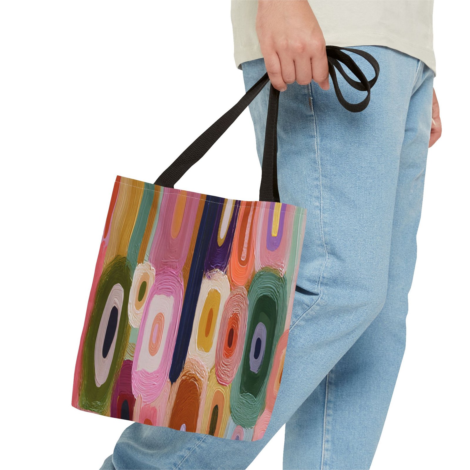 Colorful Abstract Tote Bag, Chic Handbag for Everyday Use, Stylish Beach Tote, Perfect Gift for Art Lovers, Travel Accessory - Image 3