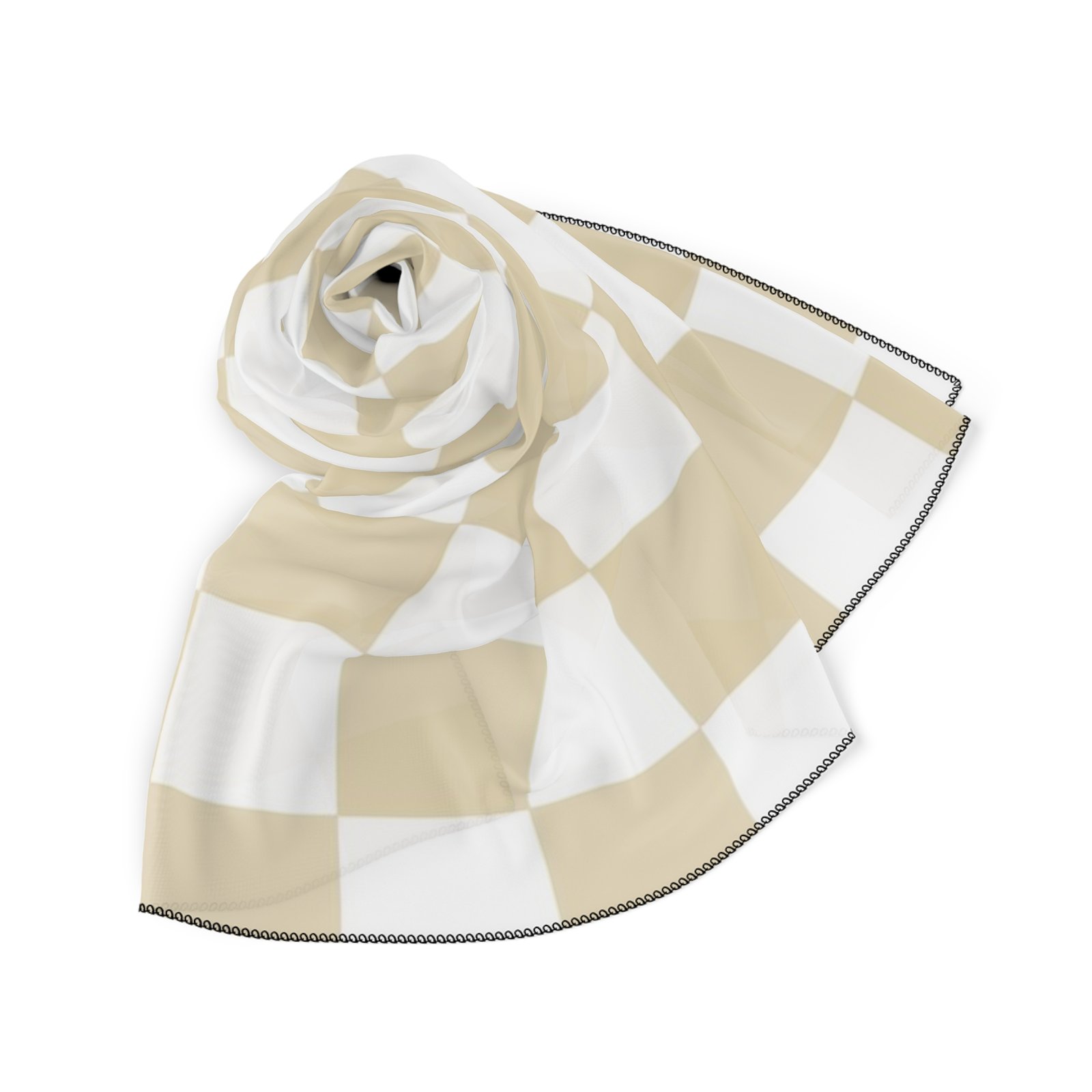 Chic Poly Scarf, Stylish Checkered Scarf for Women, Layering Accessory, Fashionable Gift for Her, Summer Scarf, Elegant Neck Wrap - Image 8