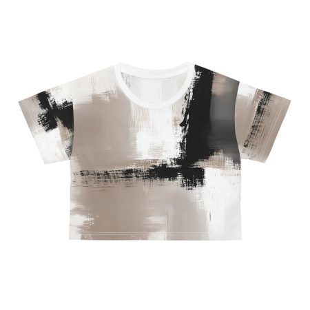 Stylish Abstract Crop Tee - Casual Chic Essential, Beach Day Outfit, Summer Wardrobe Staple, Fashion Statement Top, Modern Art Tee