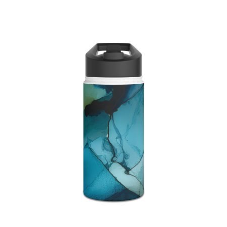 Aqua Abstract Stainless Steel Water Bottle, Eco-Friendly Bottle, Hydration Gift, Adventure Flask, Outdoor Gear