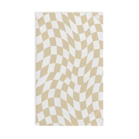 Wavy Checker Hand Towel, Chic Kitchen Decor, Gift for Hostess, Bathroom Accessory, Modern Textile