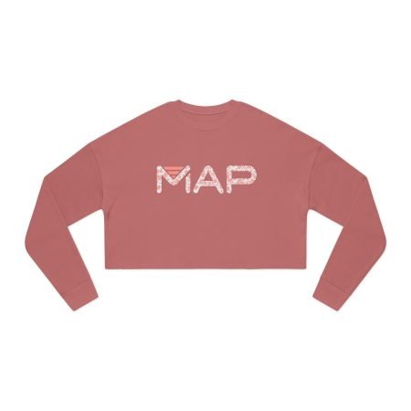 Map-Themed Women's Cropped Sweatshirt, Cozy Casual Wear, Gift for Travelers, Trendy Cropped Top, Perfect for Spring and Summer