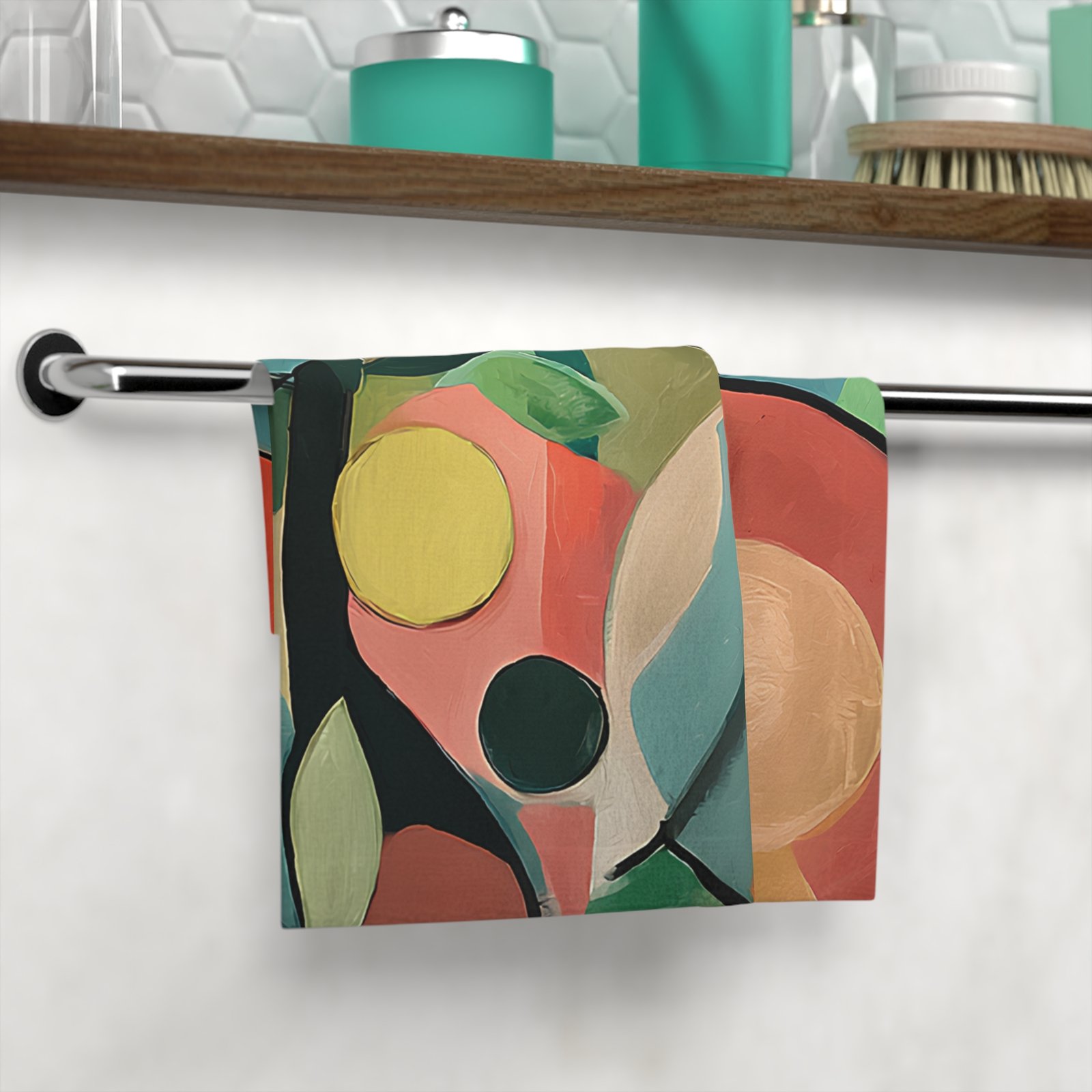 Colorful Abstract Face Towel, Boho Spa Gifts, Artist Towel, Vibrant Bathroom Decor, Unique Gift for Her - Image 4