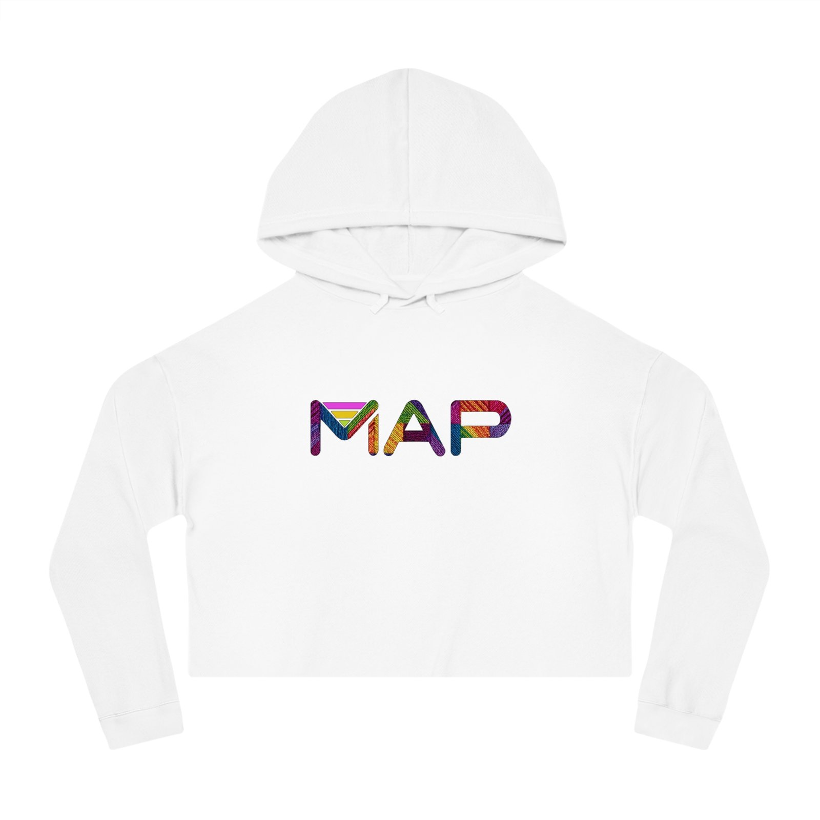 Colorful MAP Cropped Hoodie, Trendy Hooded Sweatshirt for Women, Cozy Fashion, Casual Wear, Gift for Friends