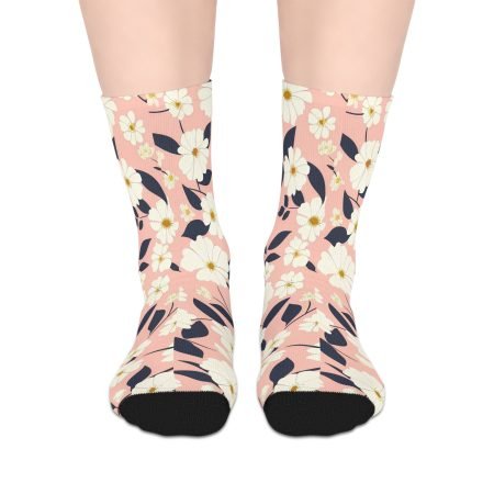 Floral Mid-Length Socks, Fun Socks for Spring, Cute Gift for Women, Cozy Casual Wear, Ideal for Everyday Style