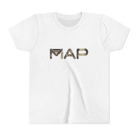 Stylish Youth Short Sleeve Tee with 'MAP' Design, Cool Graphic Tee, Trendy Kids Apparel, Gift for Birthdays, Summer Wear, Casual Fashion