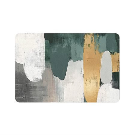 Modern Pet Food Mat, Chic Dog Bowl Mat, Non-Slip Cat Feeding Mat, Stylish Pet Decor, Gray and Gold Pet Accessory