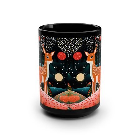 Forest Creature Mug, Cozy Coffee Cup, Nature Lover Gift, Art Print Ceramic, Unique Deer Design for Home Decor