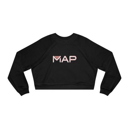 Stylish Women's Cropped Fleece Pullover with 'MAP' Design | Cozy Lounge Wear, Trendy Fashion, Casual Streetwear, Gift for Her