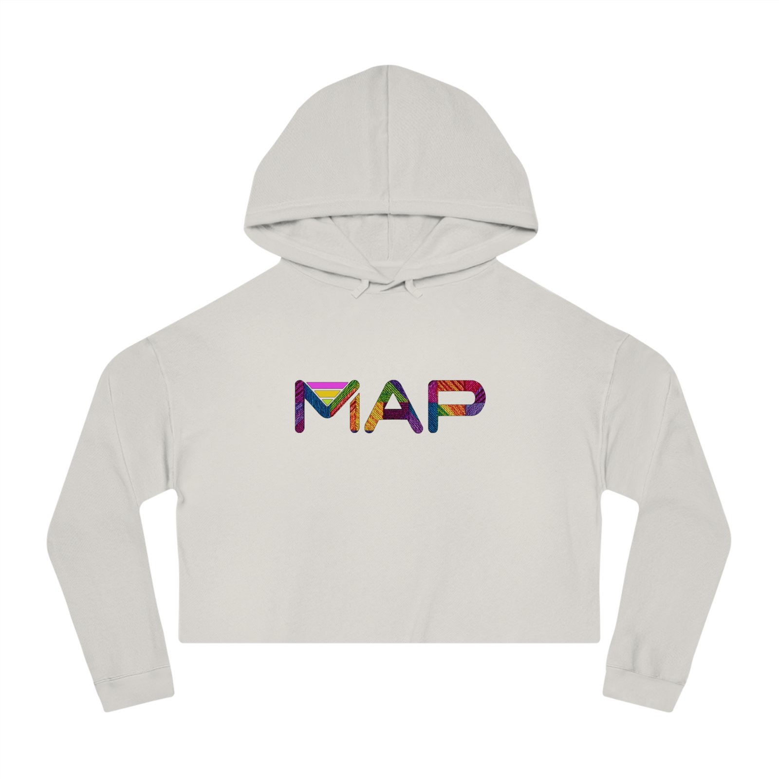 Colorful MAP Cropped Hoodie, Trendy Hooded Sweatshirt for Women, Cozy Fashion, Casual Wear, Gift for Friends - Image 4