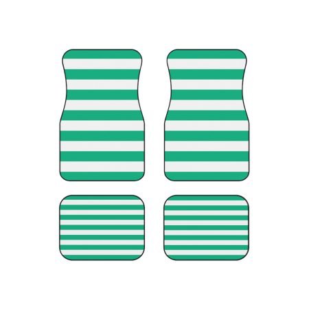 Stylish Striped Car Mats Set, Dashboard Protection, Gift for Car Lovers, Home Decor, Green and White Car Accessories