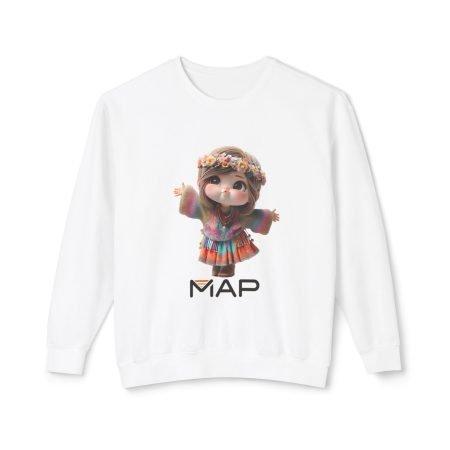 Whimsical Map Character Crewneck Sweatshirt, Cute Gift for Kids, Cozy Loungewear, Spring Fashion, Festival Outfit