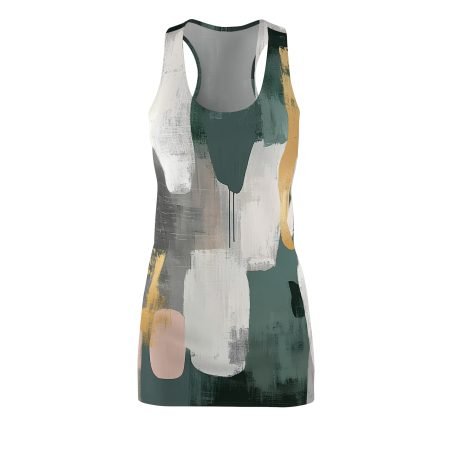 Abstract Art Racerback Dress, Boho Summer Dress, Casual Day Dress, Colorful Beachwear, Unique Gift for Her
