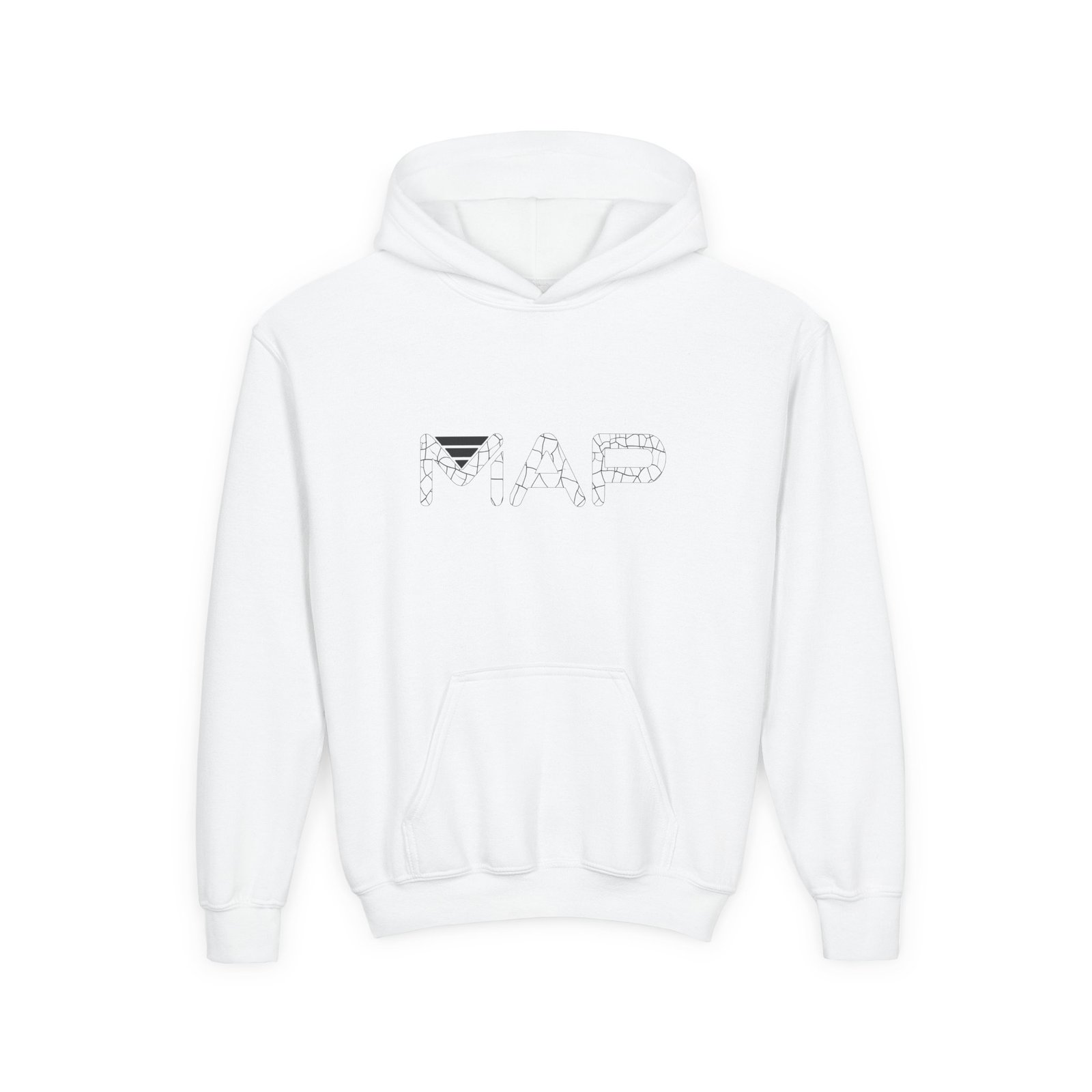 Youth Hooded Sweatshirt with 'MAP' Design - Perfect for Travel Lovers, Gift for Kids, Cozy Wear, Outdoor Adventure, Vacation Style