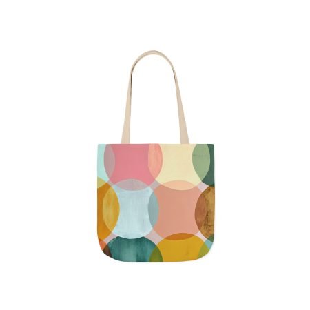 Colorful Circle Canvas Tote Bag, Stylish Shopping Bag, Eco-Friendly Tote, Beach Bag, Gift for Her, Everyday Use