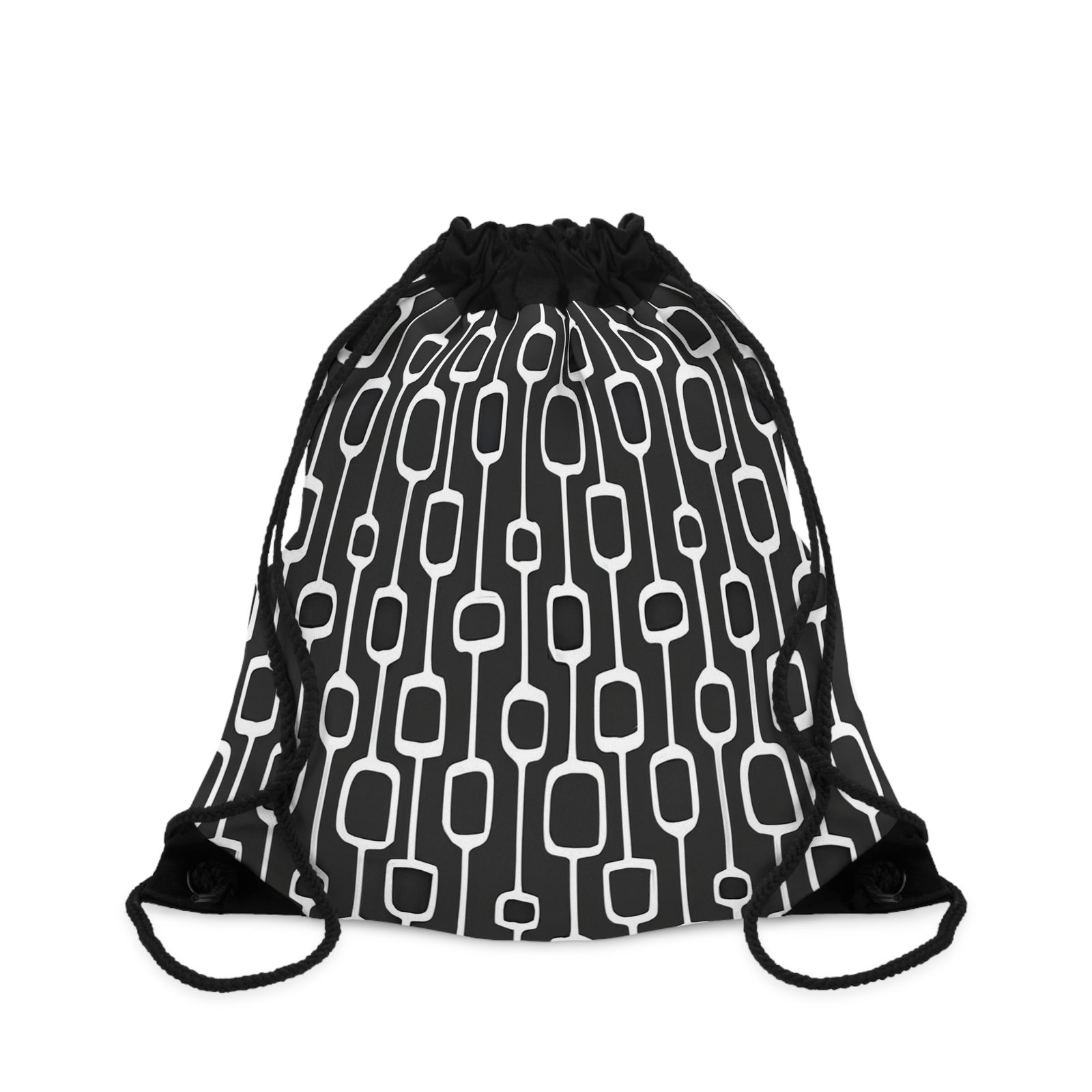 Stylish Drawstring Bag for Everyday Use, Gym, Travel, Gift, Minimalist Style, Black and White Design - Image 3