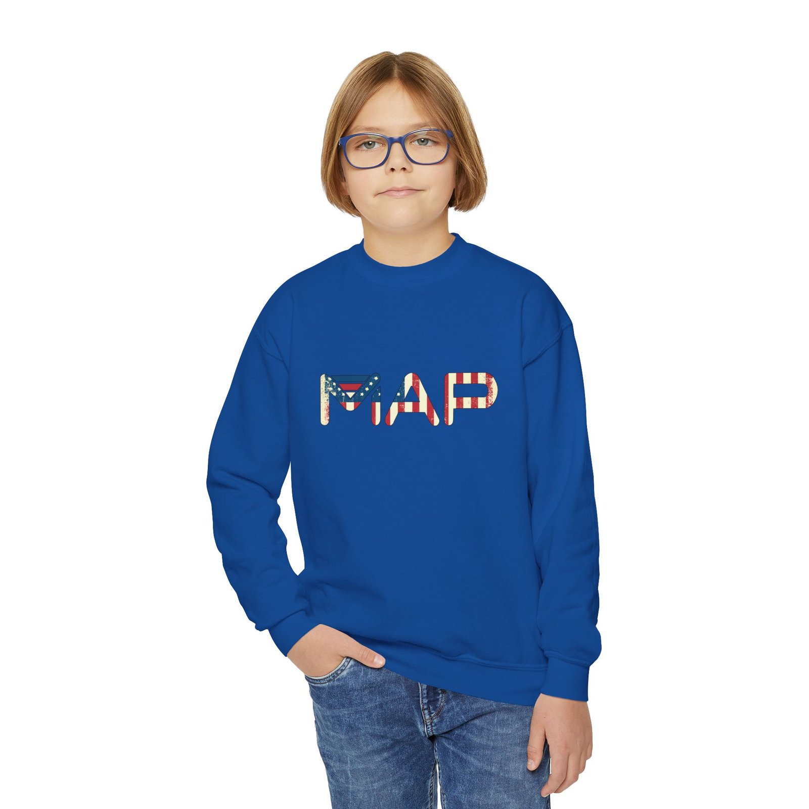 Patriotic Youth Crewneck Sweatshirt, Comfortable Sweatshirt for Kids, Summer BBQ, Memorial Day, Fourth of July, Gift for Teens - Image 27