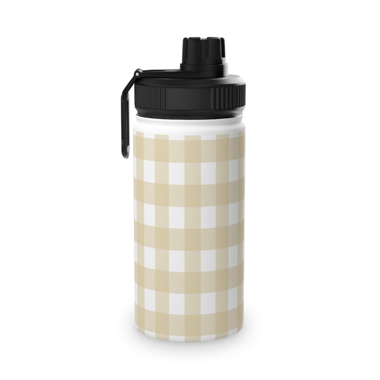 Beige Checkered Stainless Steel Water Bottle, Sports Water Bottle, Travel Flask, Outdoor Hydration, Perfect for Gym, Picnic, Gifts - Image 3