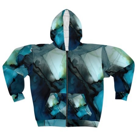 Stylish Unisex Zip Hoodie, Abstract Watercolor Art, Cozy Streetwear, Perfect Gift for Art Lovers, Casual Wear, Everyday Comfort