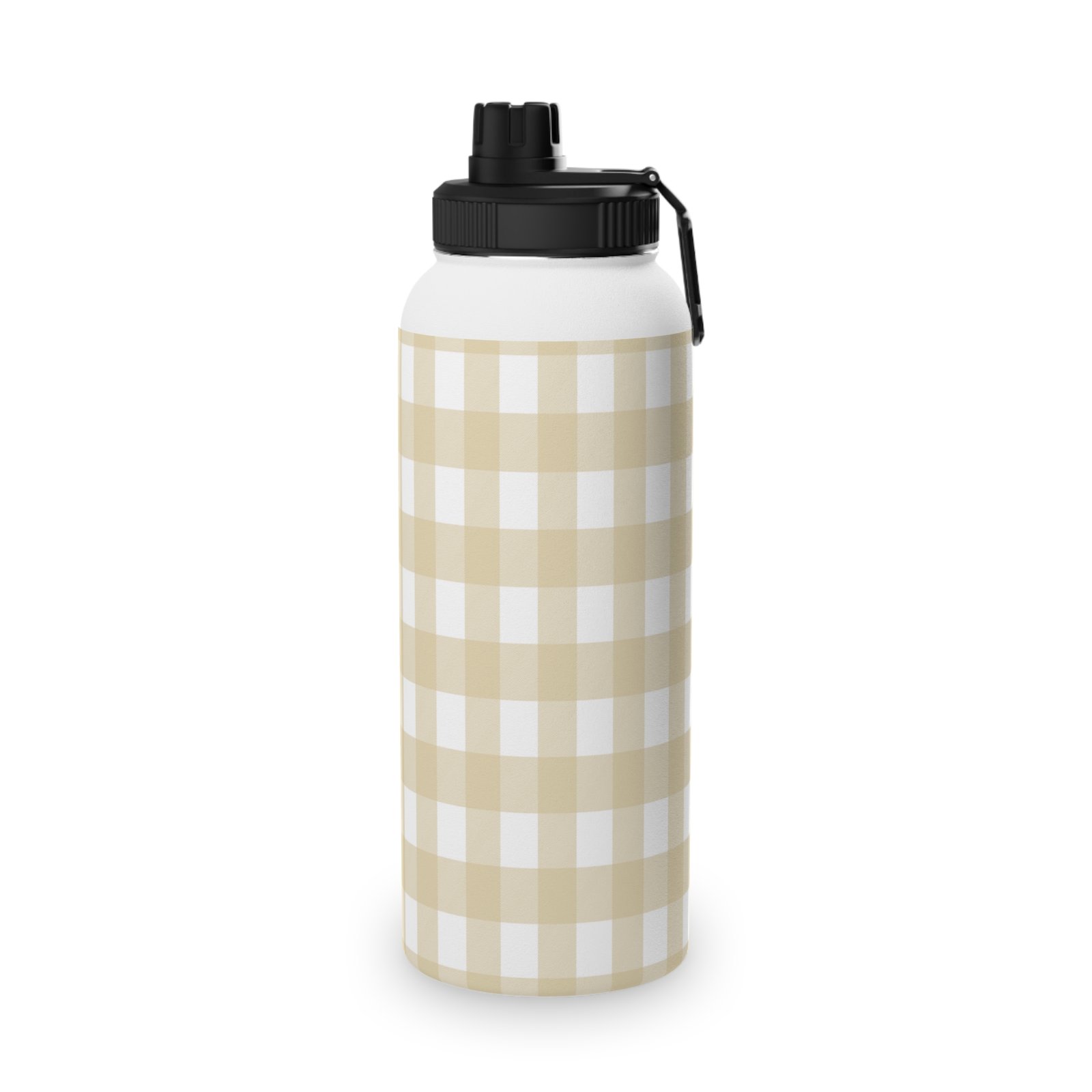 Beige Checkered Stainless Steel Water Bottle, Sports Water Bottle, Travel Flask, Outdoor Hydration, Perfect for Gym, Picnic, Gifts - Image 12