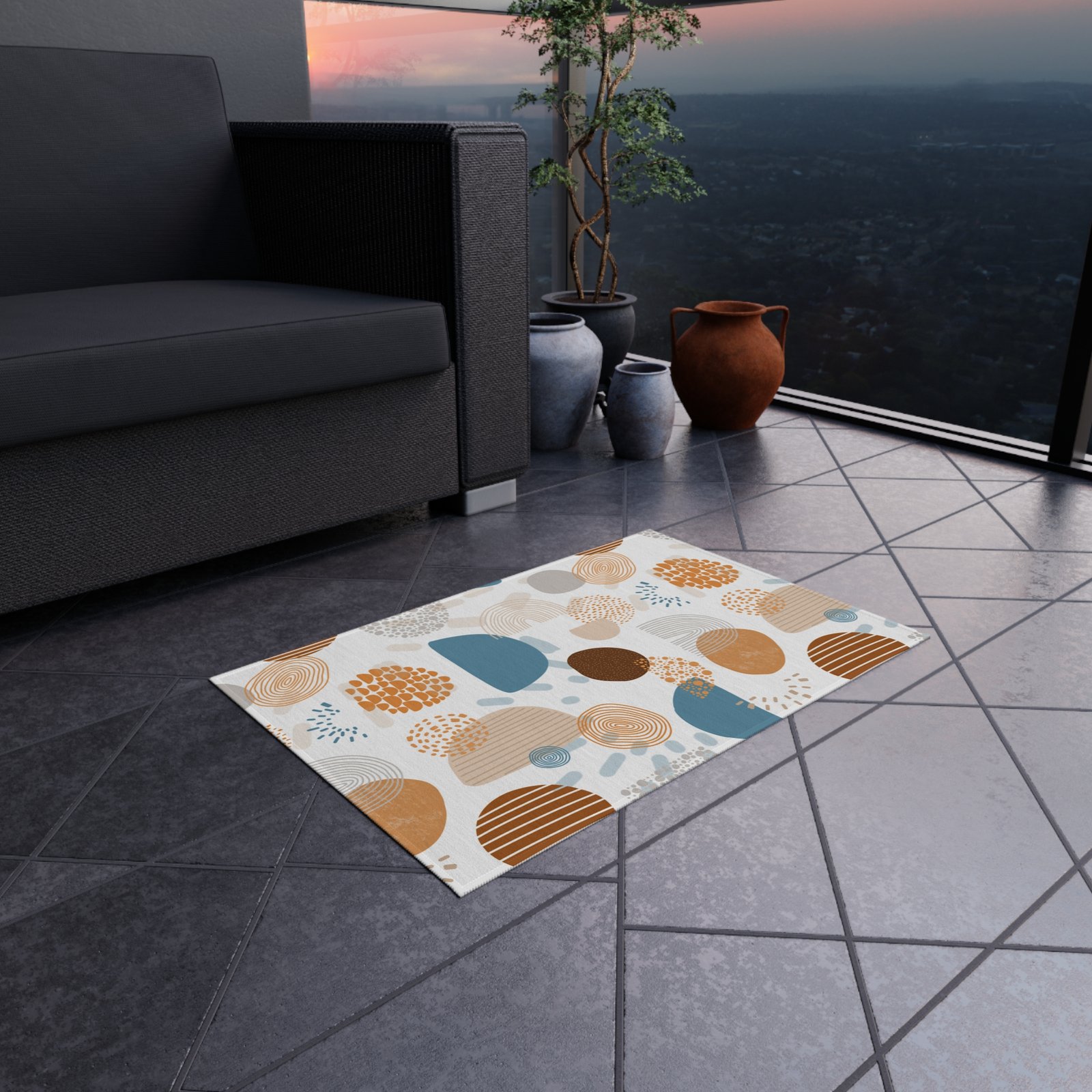 Chic Outdoor Rug, Boho Patio Mat, Modern Area Rug, Stylish Entryway Decor, Unique Garden Accent, Outdoor Living Essentials - Image 4