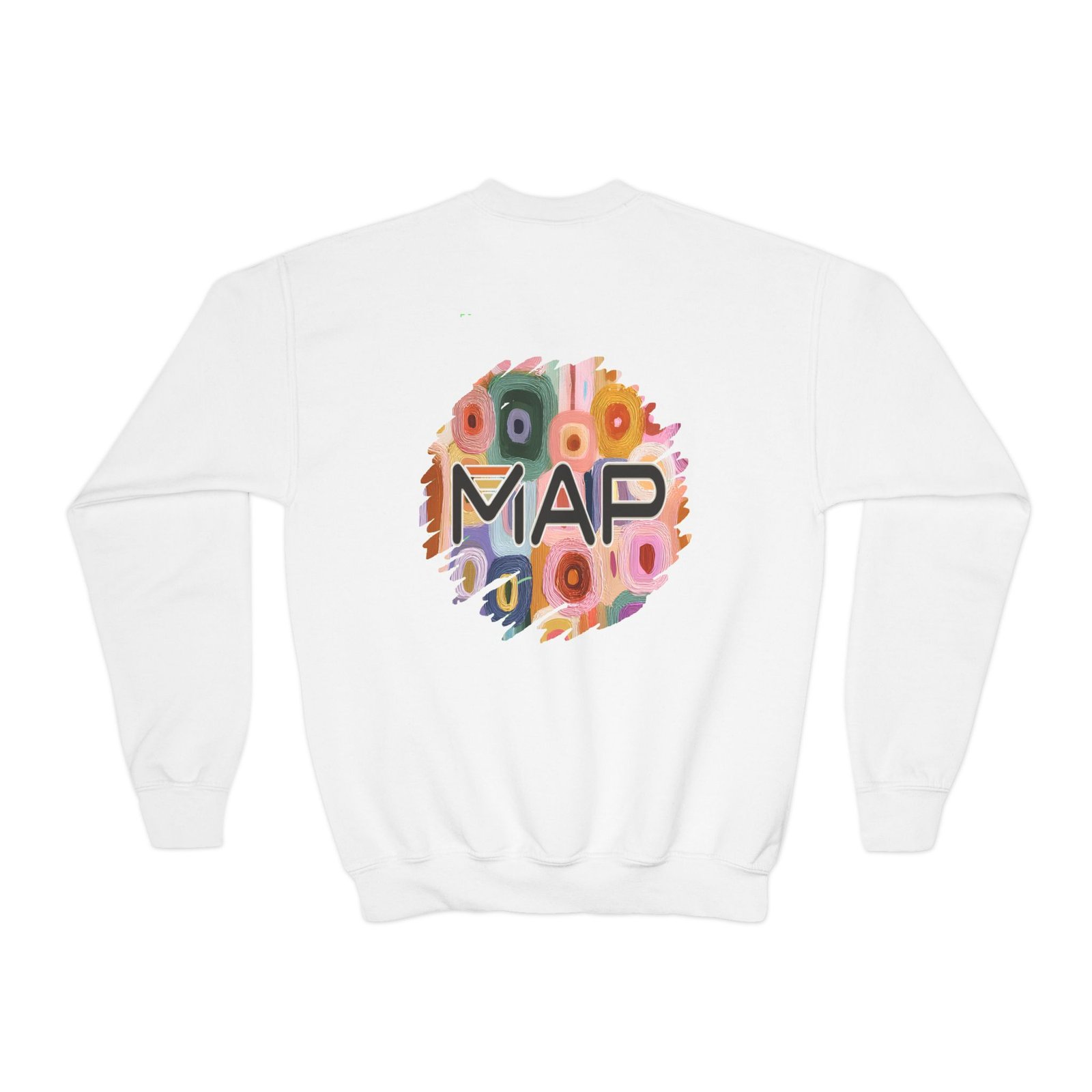 Colorful MAP Youth Crewneck Sweatshirt, Cozy Casual Wear, Youth Gifts, School Spirit, Art-Inspired Sweater - Image 2