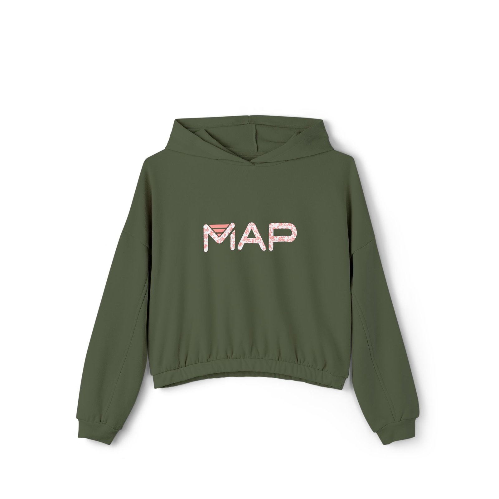 Women's Map Print Cinched Bottom Hoodie, Trendy Pullover, Cozy Fashion, Gift for Her, Casual Wear - Image 5