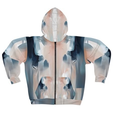 Abstract Watercolor Unisex Zip Hoodie, Cozy Layering Piece, Artistic Gift, Modern Streetwear, Everyday Comfort, Ideal for Fall