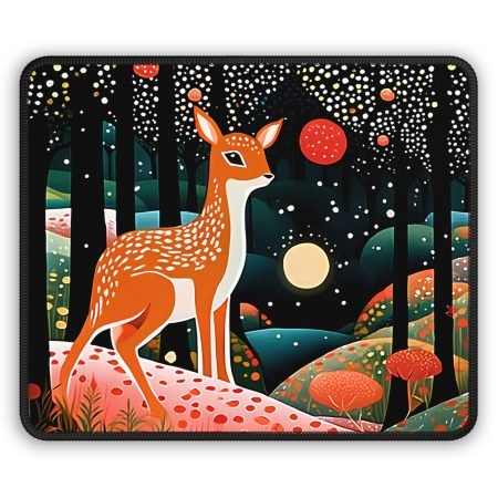 Forest Deer Gaming Mouse Pad, Artistic Mousepad, Gamer Gift, Wildlife Decor, Desk Accessories, Cute Office Gift