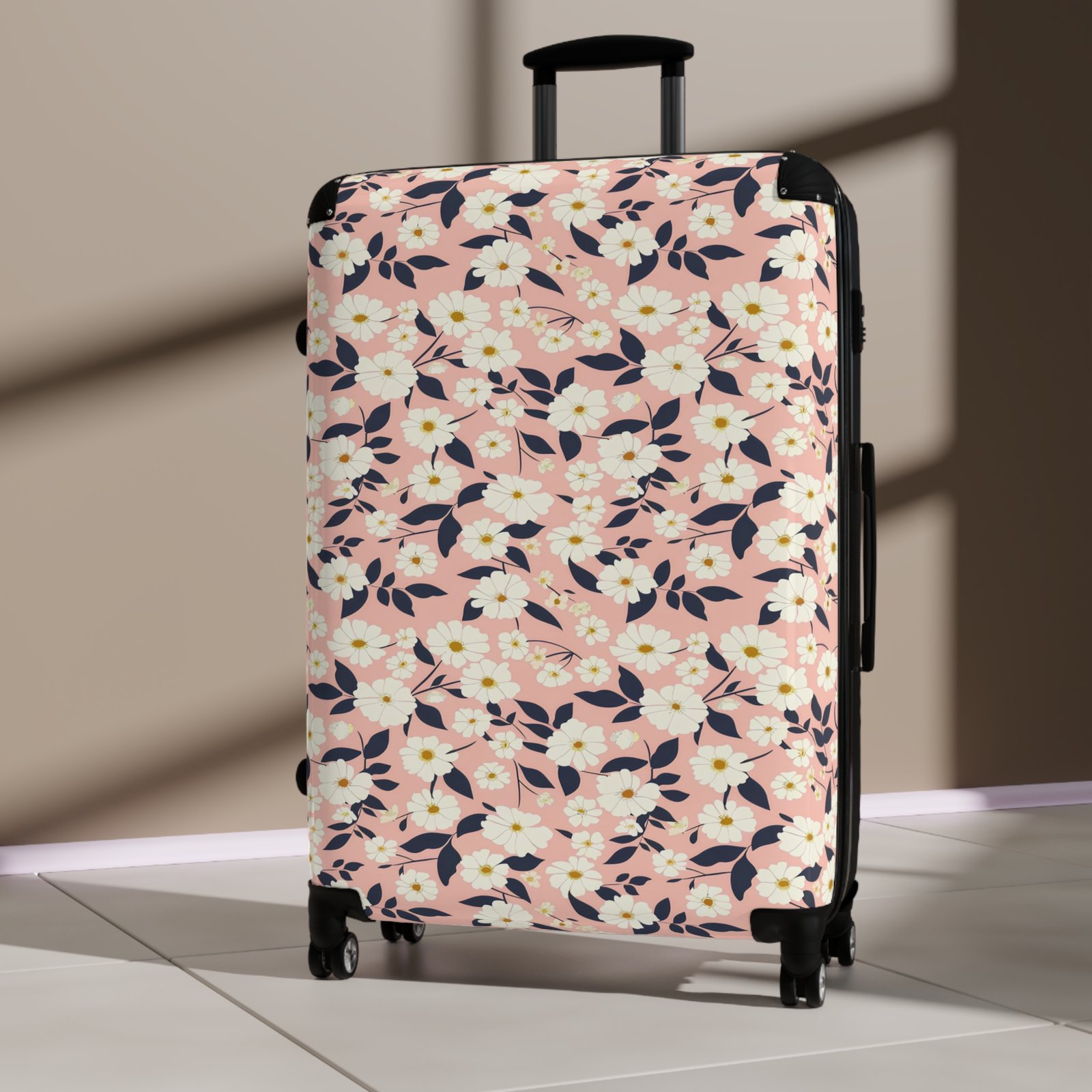 Flower Print Suitcase - Stylish Luggage for Traveling, Floral Luggage Case, Travel Accessory, Vacation Bag, Perfect for Holiday Trips - Image 12