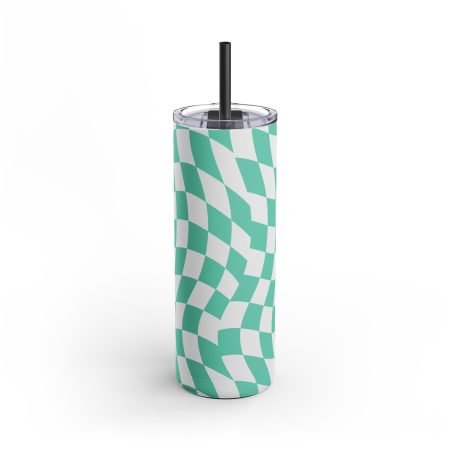 Stylish Matte Tumbler | Checkered Design, Travel Mug, Water Bottle, Gift for Her, Summer Vibes