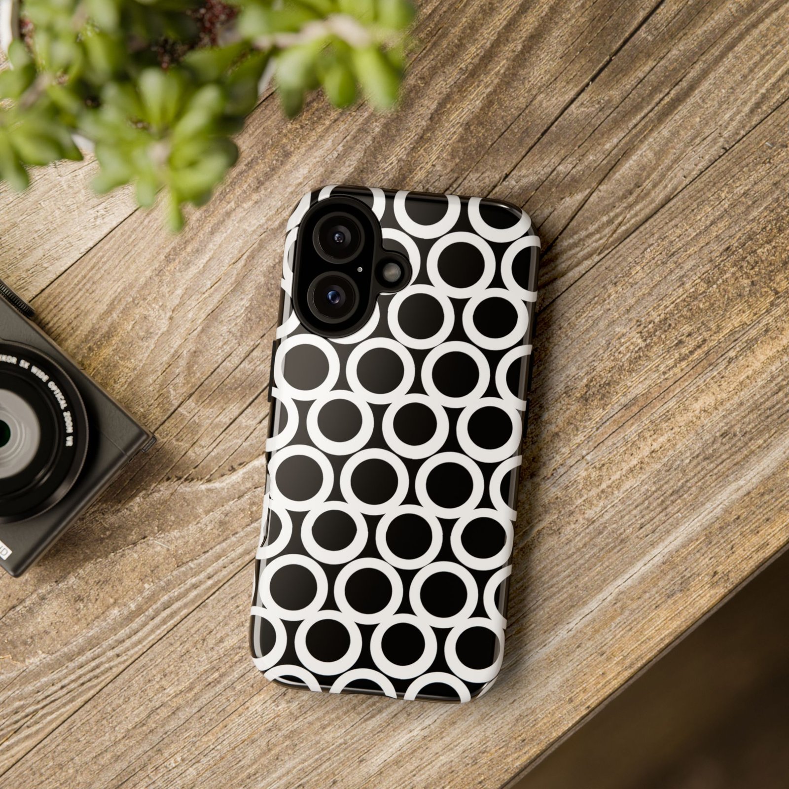 Stylish Phone Case, Tough Cases, Black White Polka Dot, Protective Cover, Modern Accessories, Unique Gift Idea - Image 4