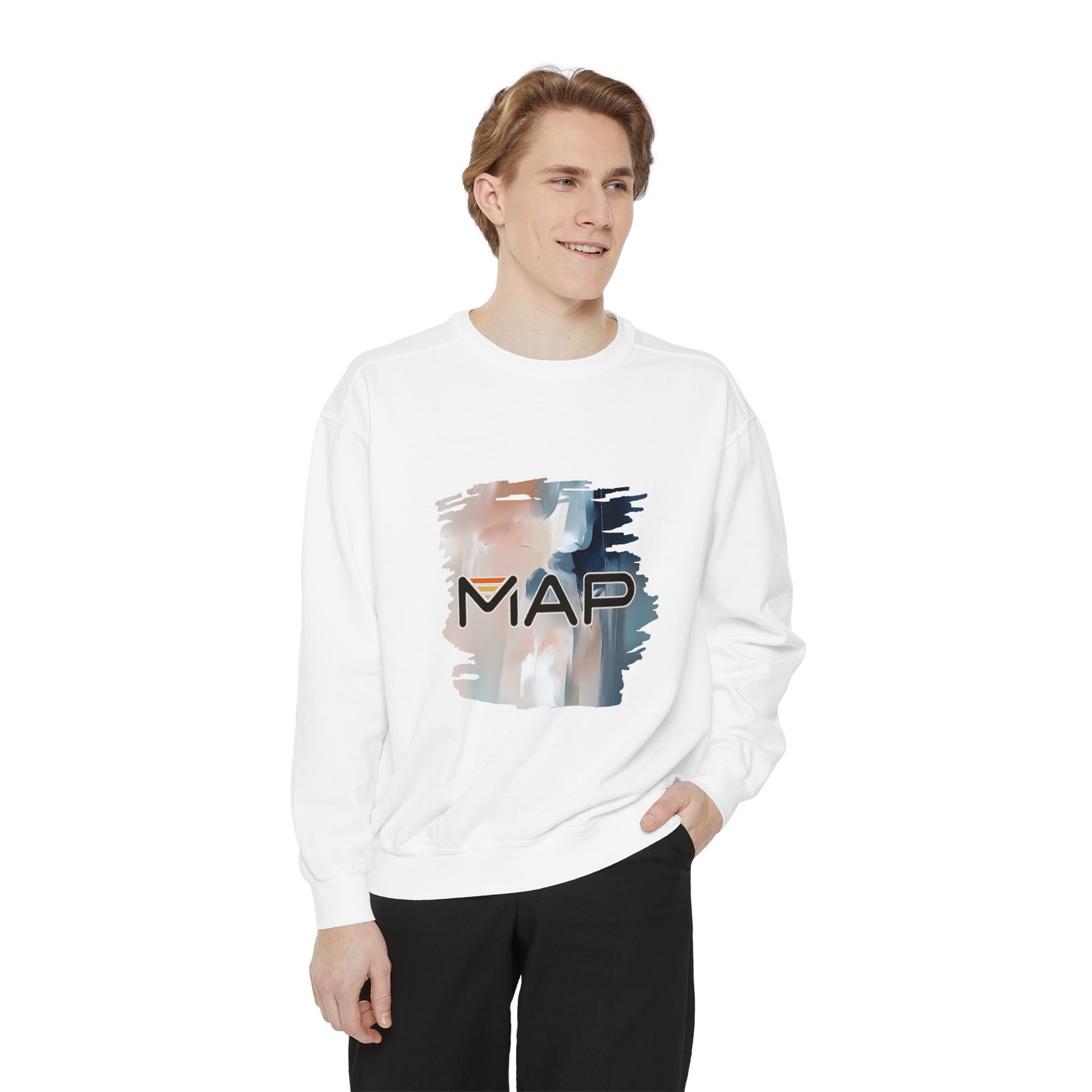 Map-Inspired Unisex Garment-Dyed Sweatshirt | Cozy Casual Wear, Perfect for Travel, Gift for Map Lovers, Fall Fashion, Unisex Sweaters - Image 3