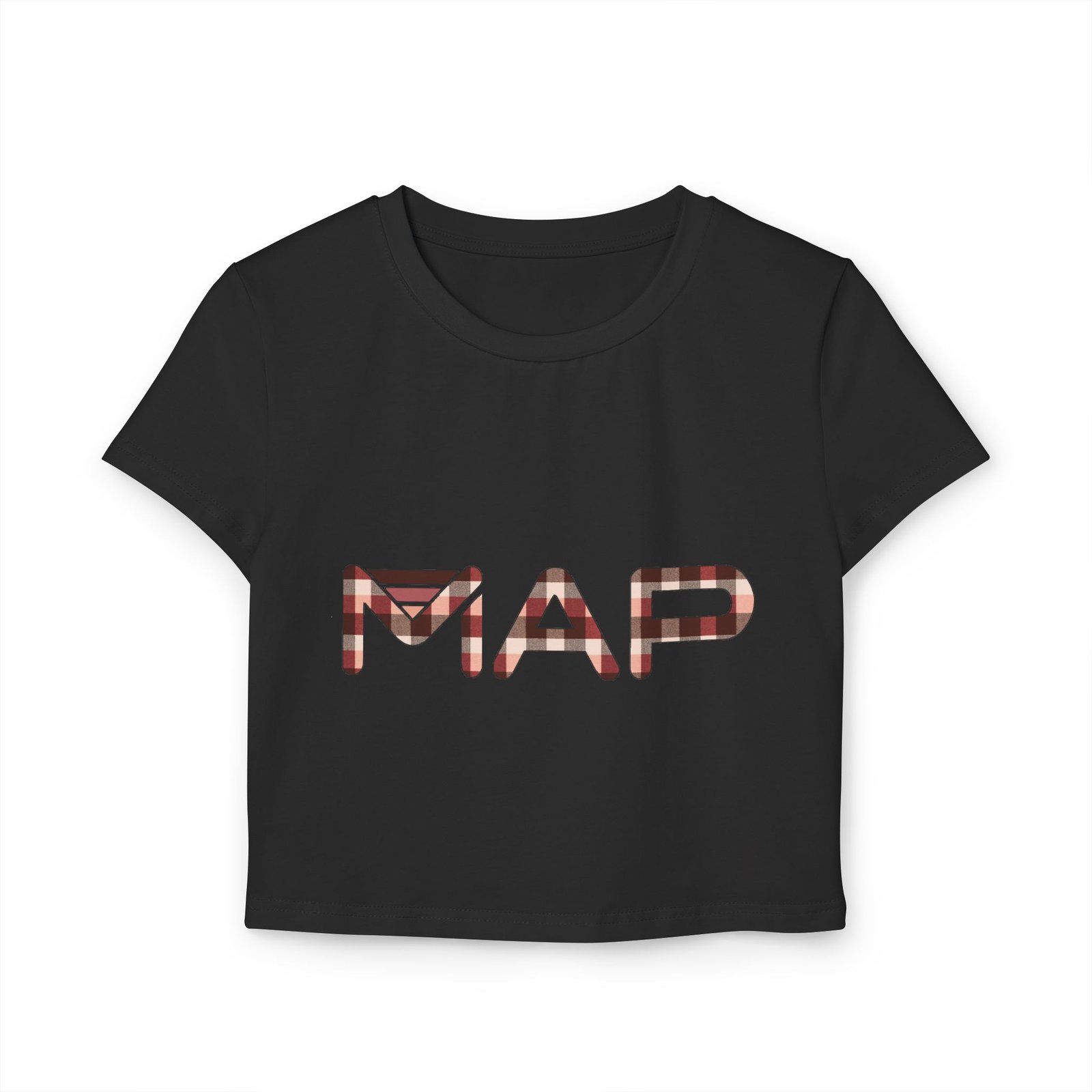 Plaid Map Women's Baby Tee, Trendy Crop Top, Casual Shirt, Gift for Her, Perfect for Fall Fashion, Travel Outfit - Image 5