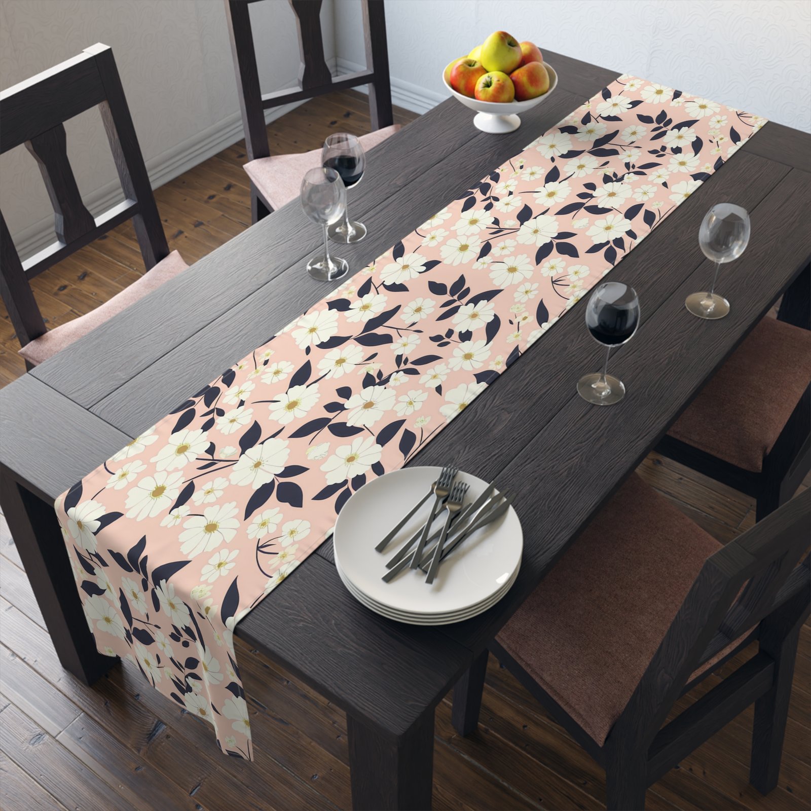 Floral Cotton Table Runner | Elegant Dining decor, Home Table Decoration, Spring Table Setting, Perfect for Events & Gatherings - Image 12
