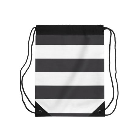 Stylish Black and White Striped Drawstring Bag, Gym Bag, Beach Bag, Casual Backpack, Gift for Her, Travel Accessory