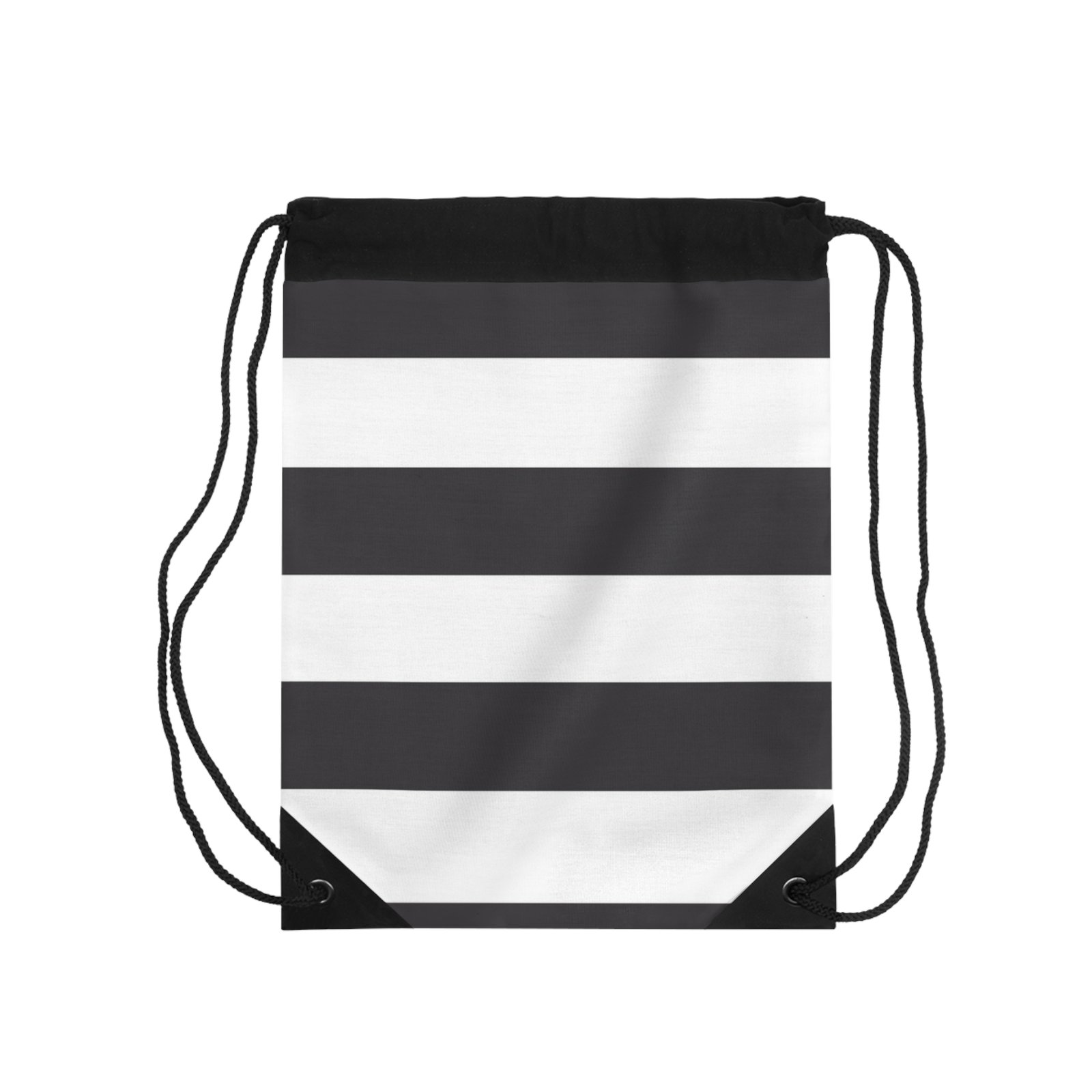 Stylish Black and White Striped Drawstring Bag, Gym Bag, Beach Bag, Casual Backpack, Gift for Her, Travel Accessory