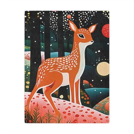 Deer Minky Blanket | Cozy Throw for Nursery, Child's Room Decor, Holiday Gift, Outdoor Picnic, Camping Warmth