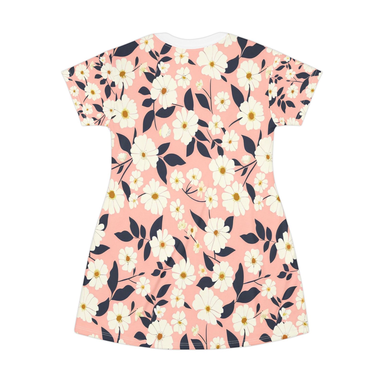 Floral Print T-Shirt Dress - Casual Summer Dress, Boho Style, Beach Wear, Floral Apparel, Gift for Her - Image 2