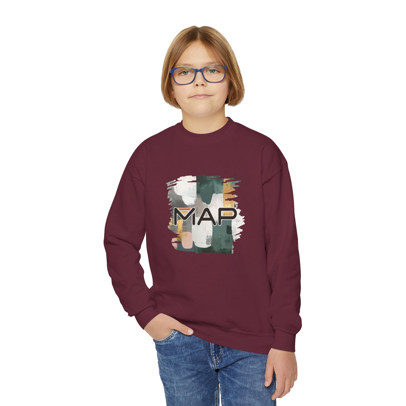 Stylish Youth Crewneck Sweatshirt with Abstract Map Design, Cozy Pullover for Teens and Kids, Perfect Gift for Holidays and Everyday Wear - Image 15