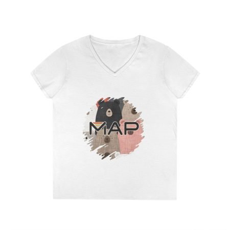 Map Design Ladies' V-Neck T-Shirt, Trendy Graphic Tee, Unique Gift for Travelers, Perfect for Summer, Casual Wear, Wanderlust Style