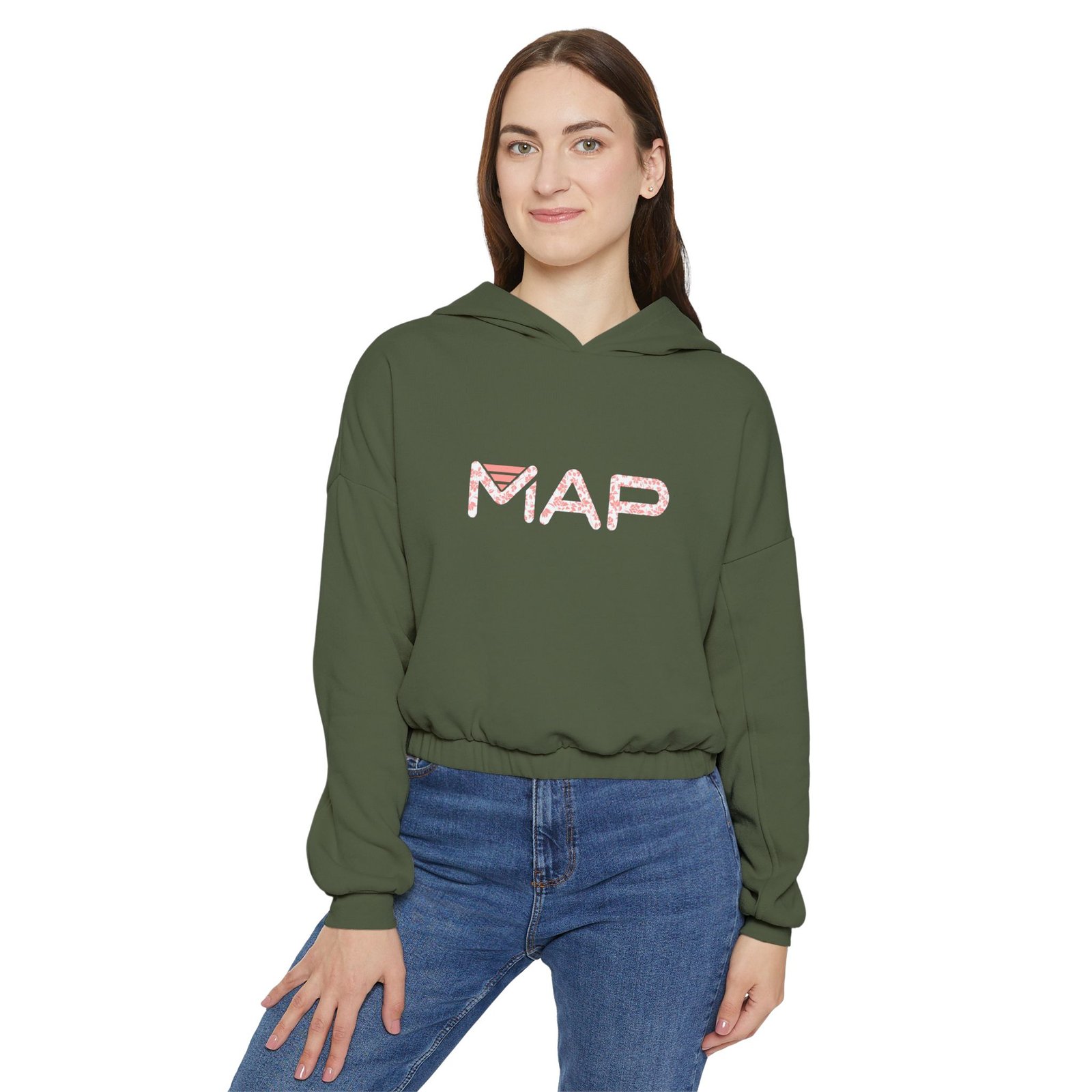 Women's Map Print Cinched Bottom Hoodie, Trendy Pullover, Cozy Fashion, Gift for Her, Casual Wear - Image 7