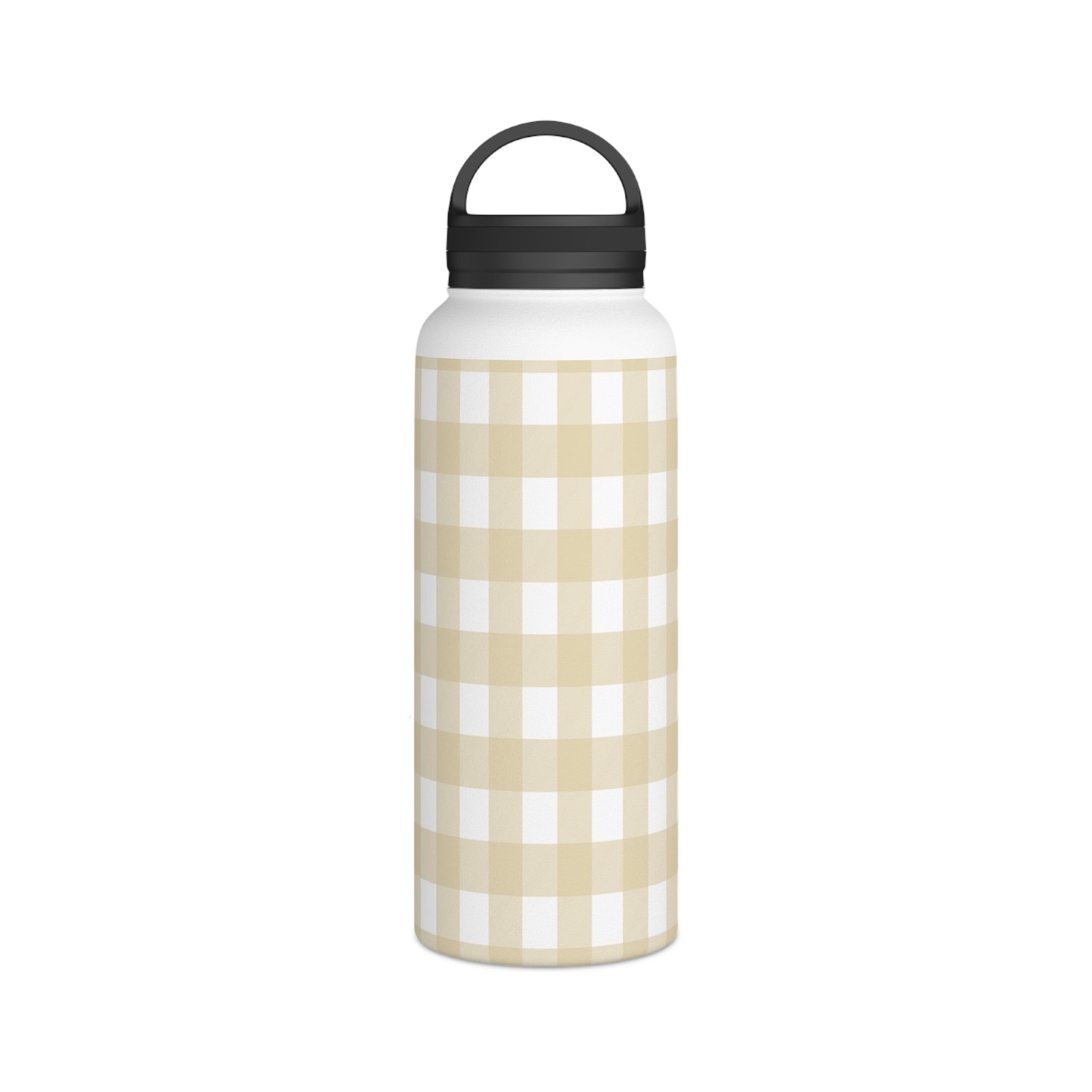 Beige Checkered Stainless Steel Water Bottle, Insulated Drink Container, Perfect for Hiking, Gym, Travel, Gifts for Her - Image 9