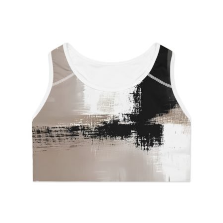 Chic Abstract Sports Bra for Activewear, Workout, Yoga, Fitness, Athleisure Wear, Stylish Gym Top
